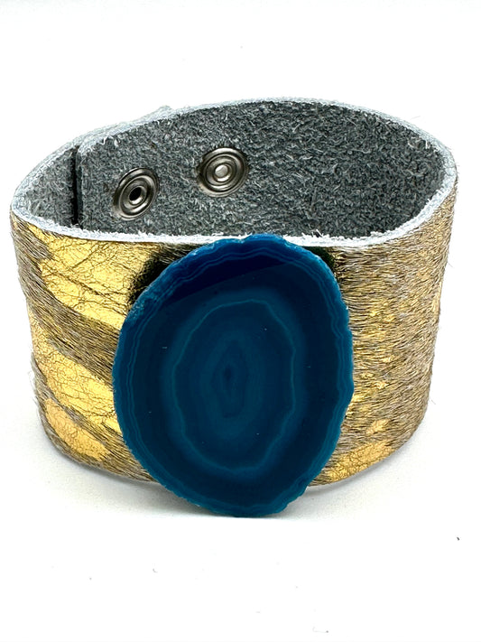 Leather Cuff with Blue Agate