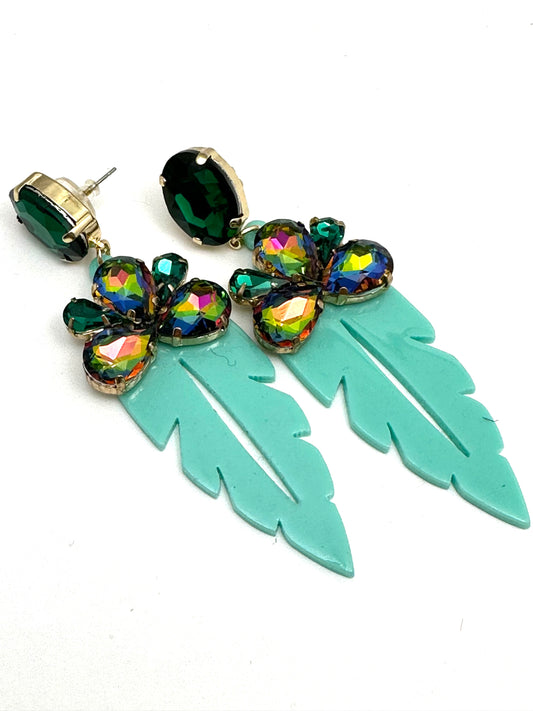 Teal Gemstone Resin Acrylic Earrings