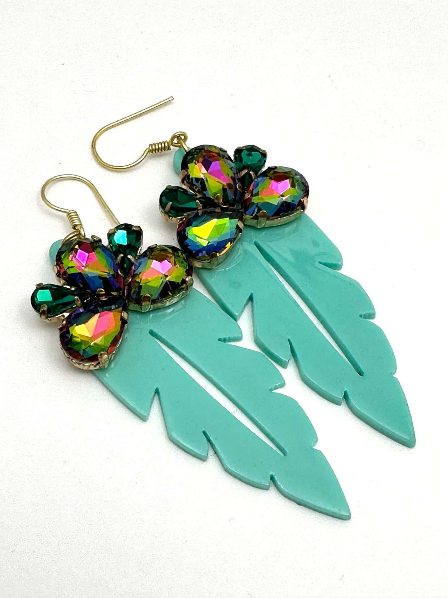 Teal Drop Gemstone Resin Acrylic Earrings