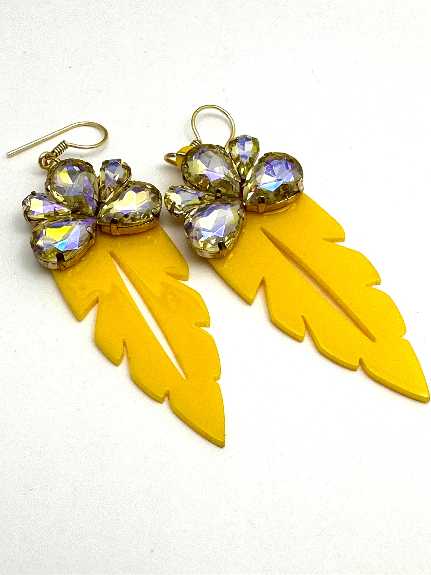 Yellow Drop Gemstone Resin Acrylic Earrings