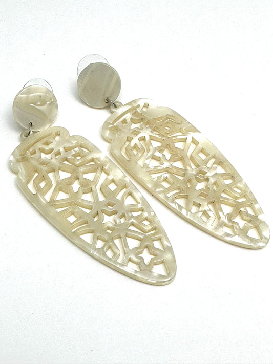 Cream Resin Acrylic Earrings