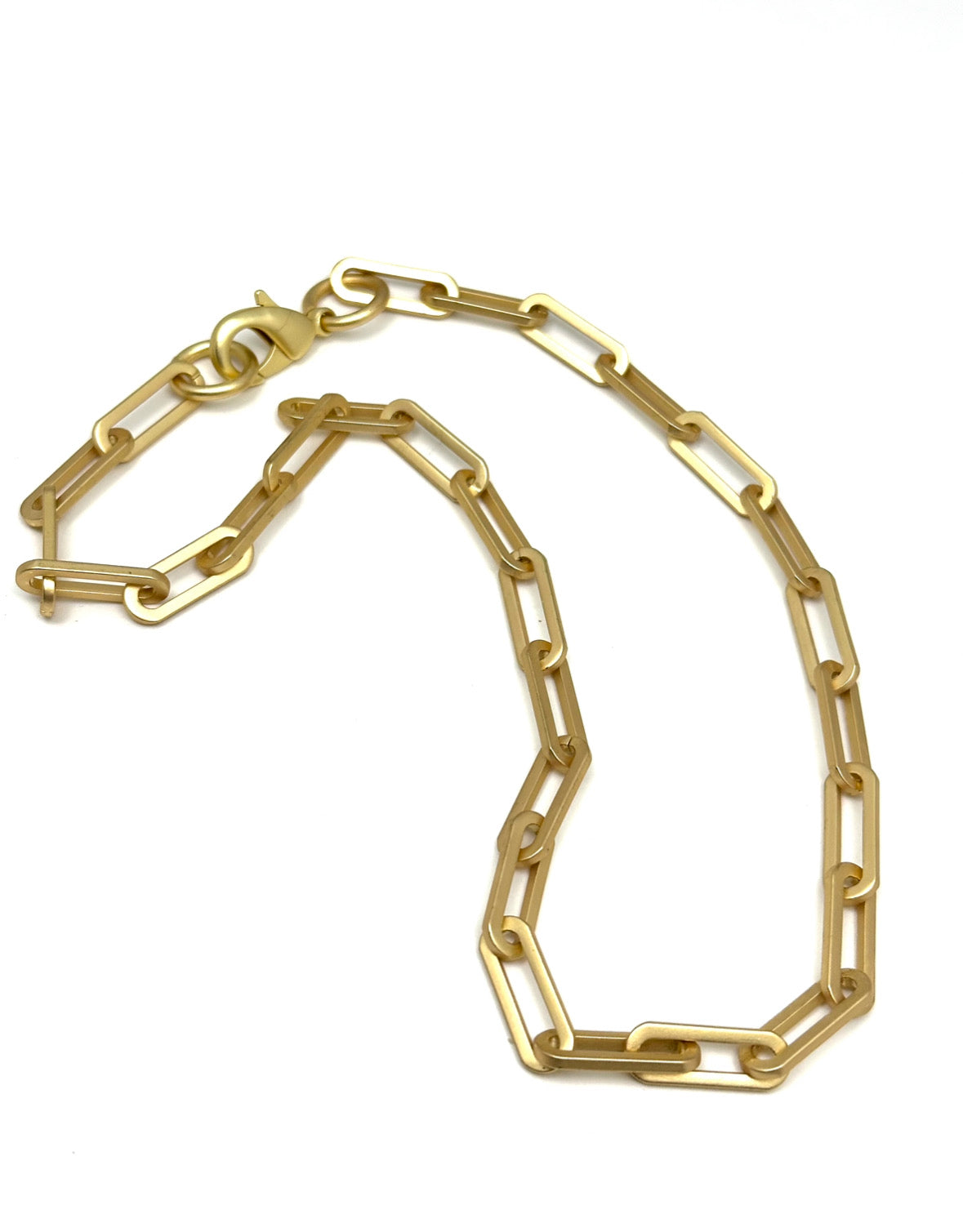 Large 16” Matte Gold Paperclip Chain Necklace