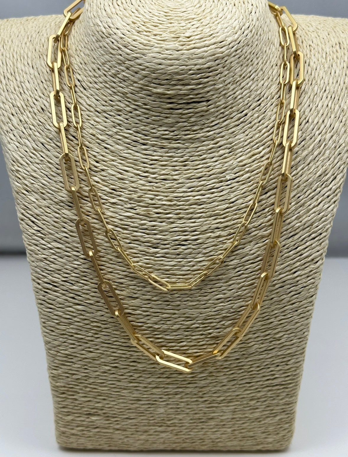 Large 16” Matte Gold Paperclip Chain Necklace