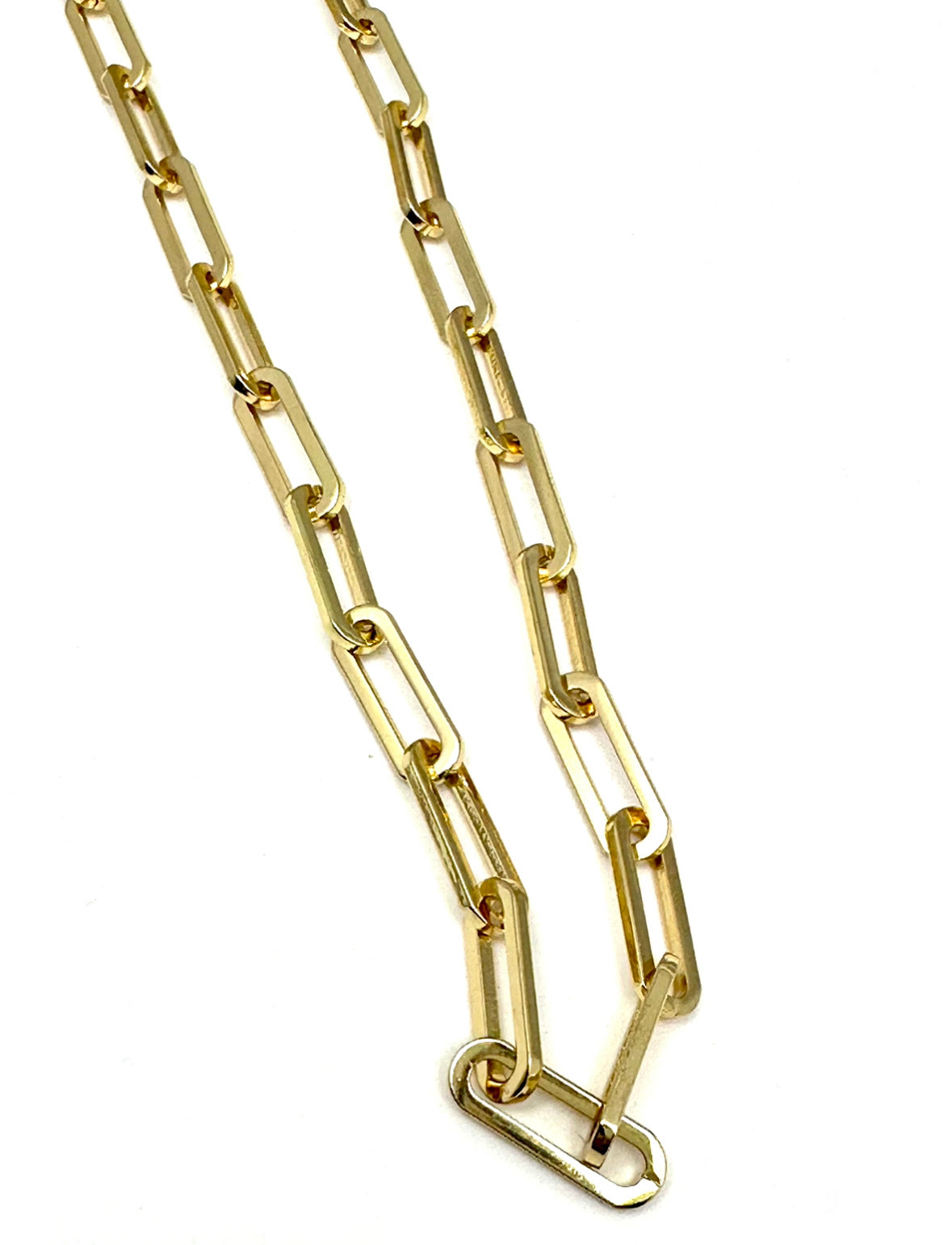 Large 18” Shiny Gold Paperclip Chain Necklace