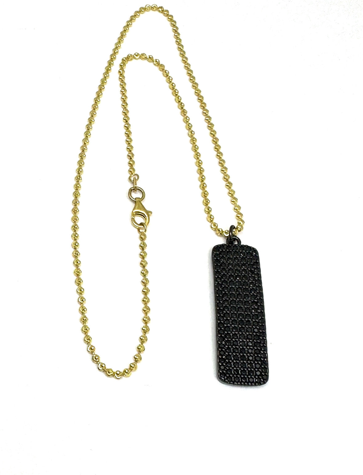 Black Pave’ Dog Tag Necklace