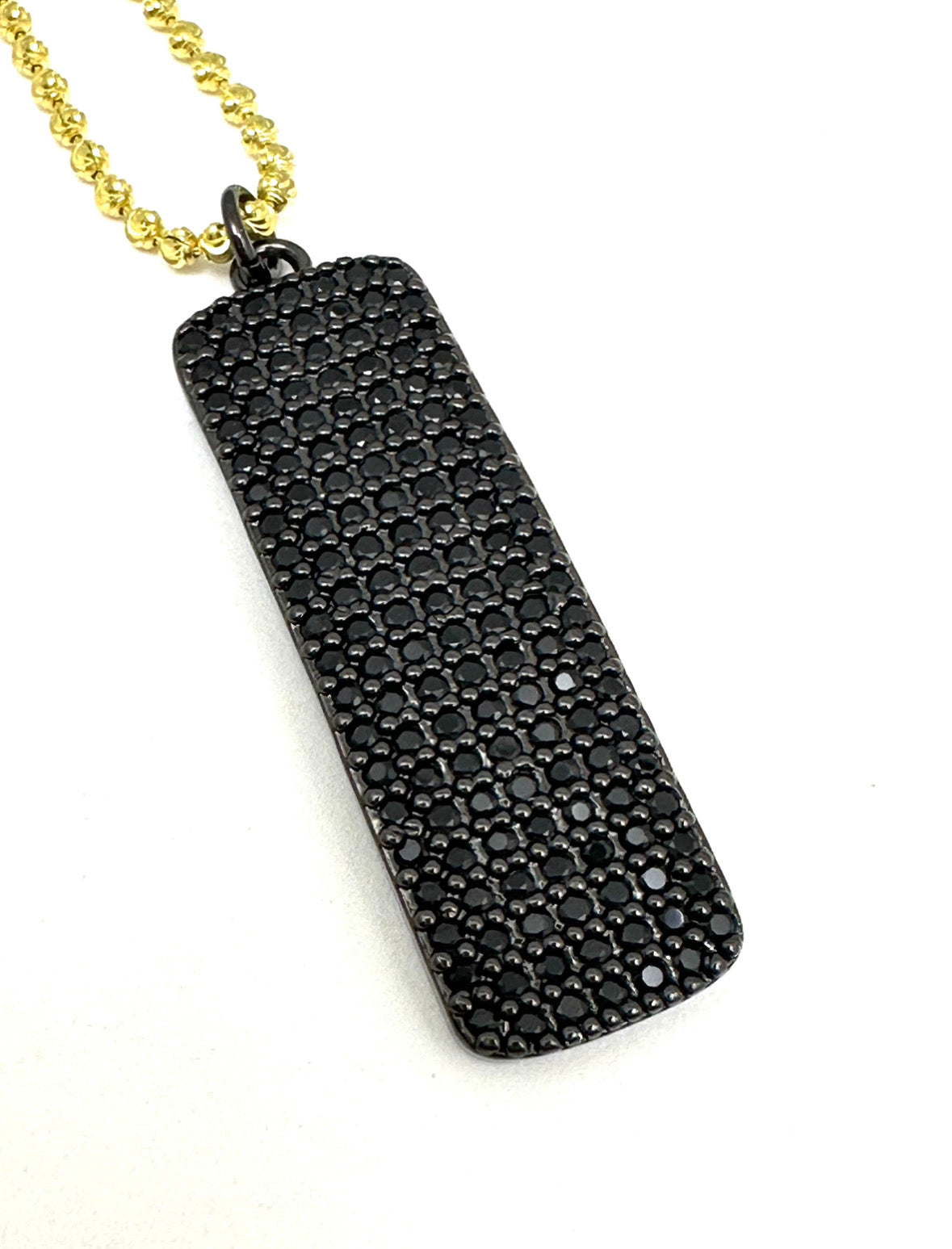 Black Pave’ Dog Tag Necklace