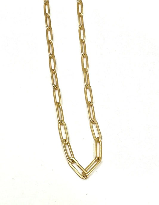 Matte Gold Baby Paperclip Chain Necklace