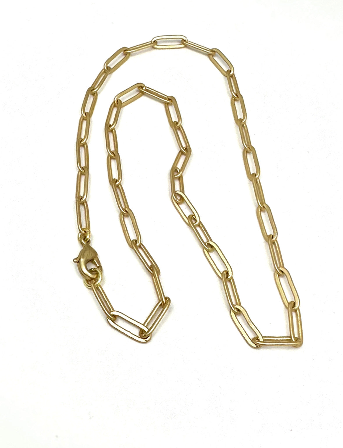 Matte Gold Baby Paperclip Chain Necklace