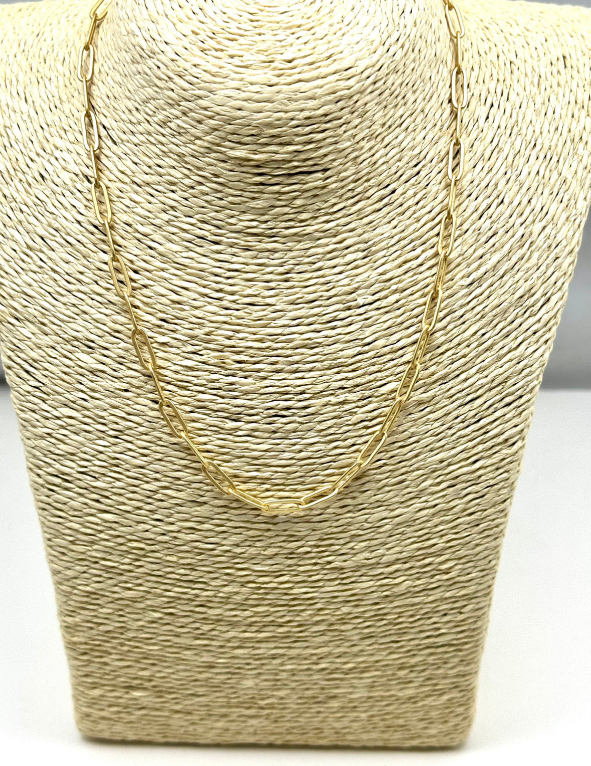 Matte Gold Baby Paperclip Chain Necklace