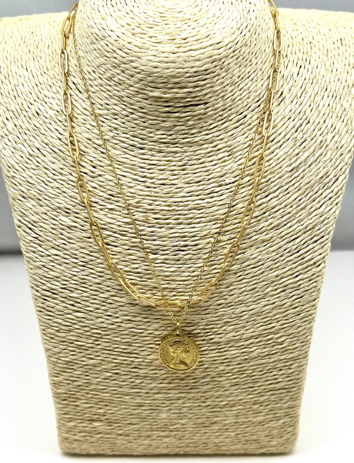 Matte Gold Baby Paperclip Chain Necklace