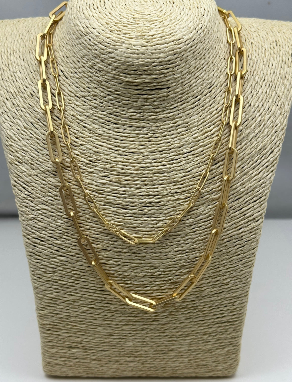 Matte Gold Baby Paperclip Chain Necklace