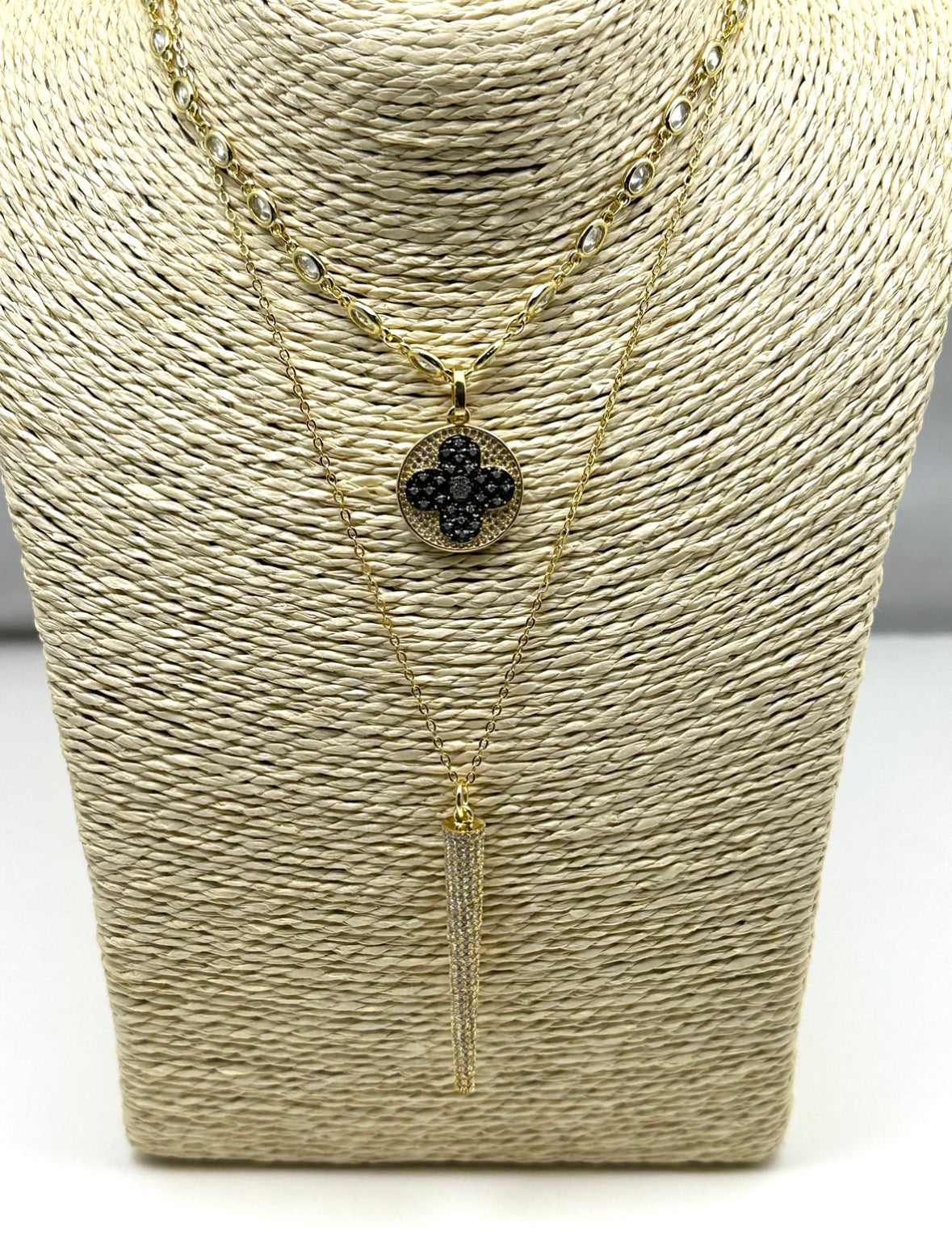 Pave’ Spear Gold Chain Necklace