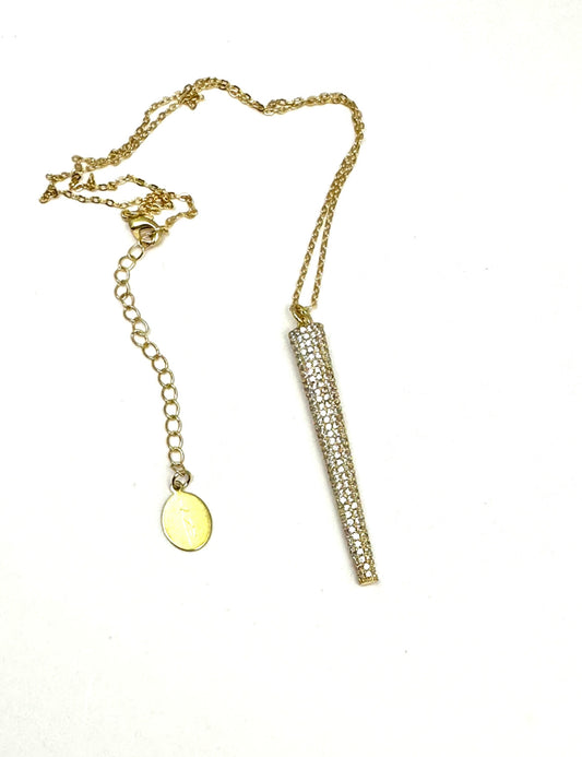 Pave’ Spear Gold Chain Necklace