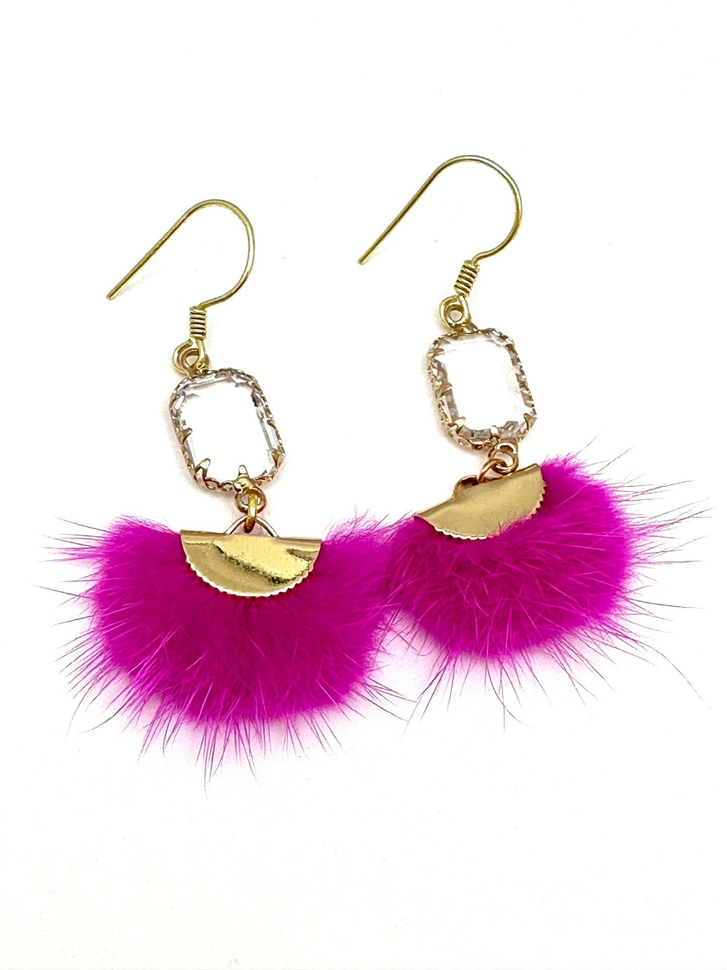 Fur Mink Hot Pink Earrings