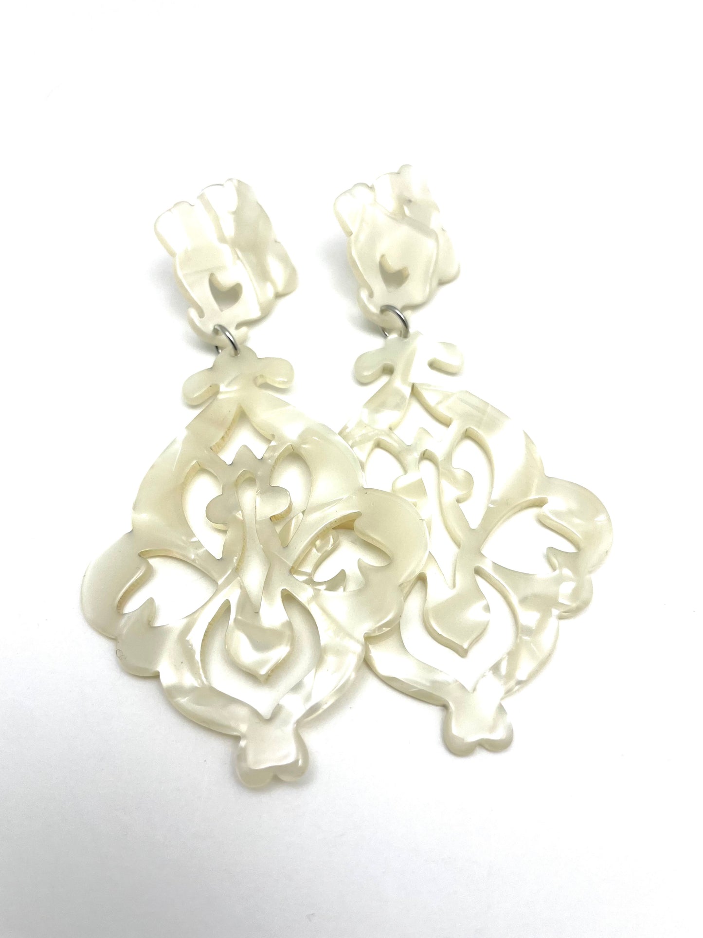 Cream Tortoise Resin Acrylic Earrings