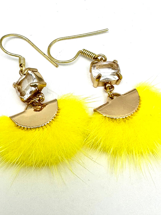 Fur Mink Yellow Earring