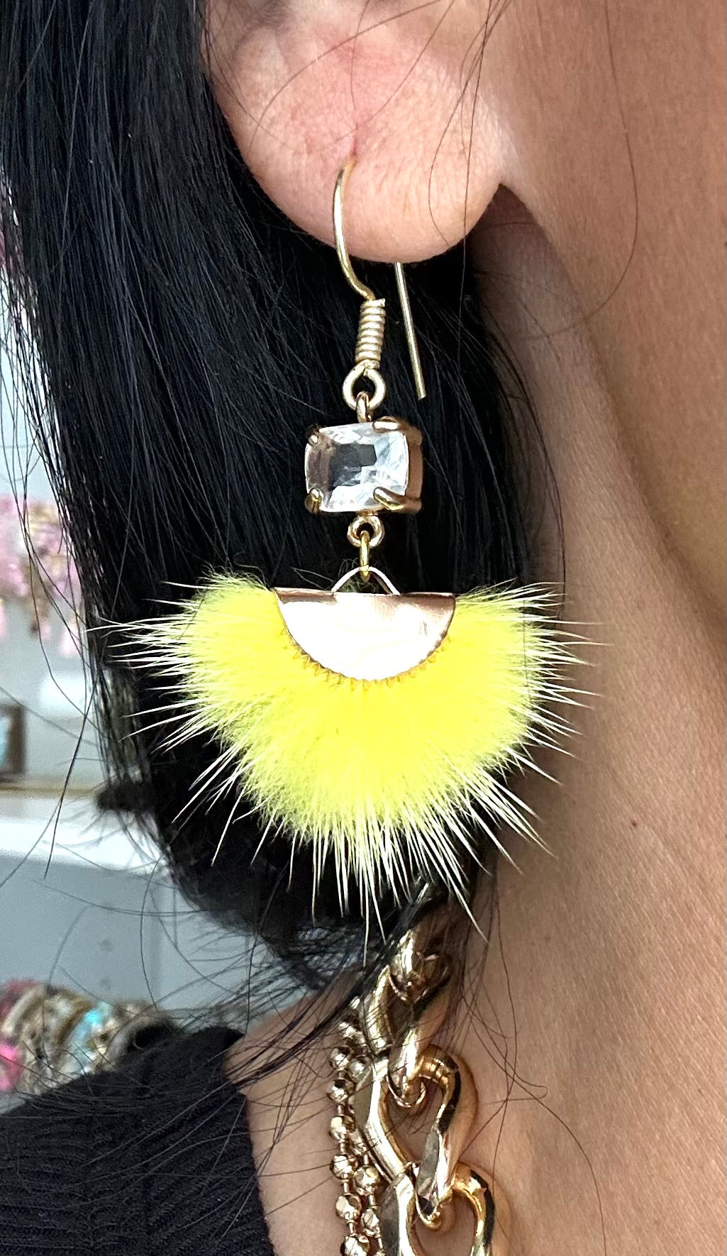 Fur Mink Yellow Earring