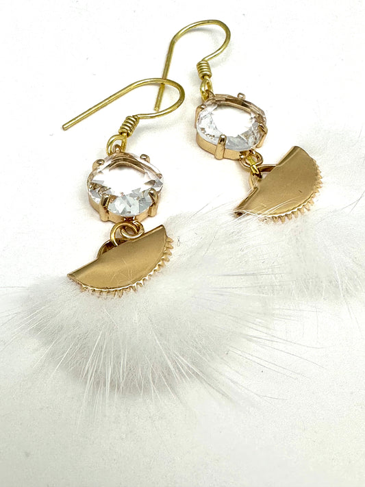 Fur Mink White Earring