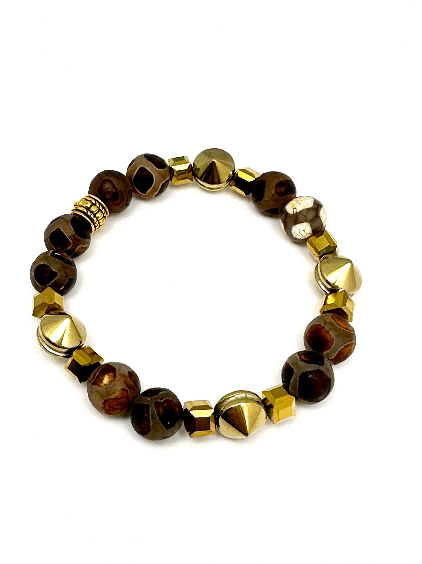 Brown Tibetan Beaded Bracelet with Brass Findings