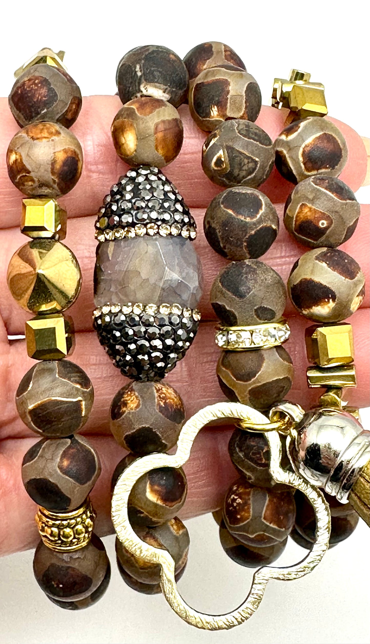 Brown Tibetan Beaded Bracelet stack