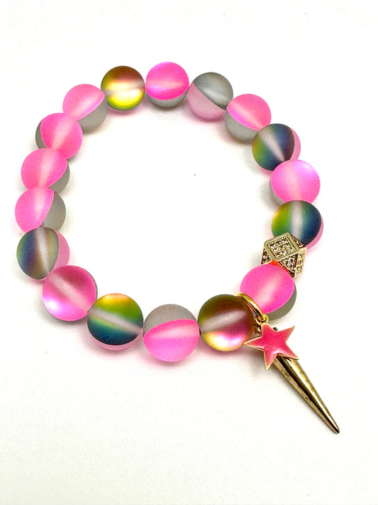 Pink Mermaid Beaded Bracelet with Star