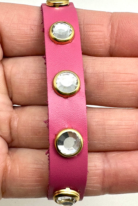 Pink 1/2” Snap Leather with Zircon Gemstone