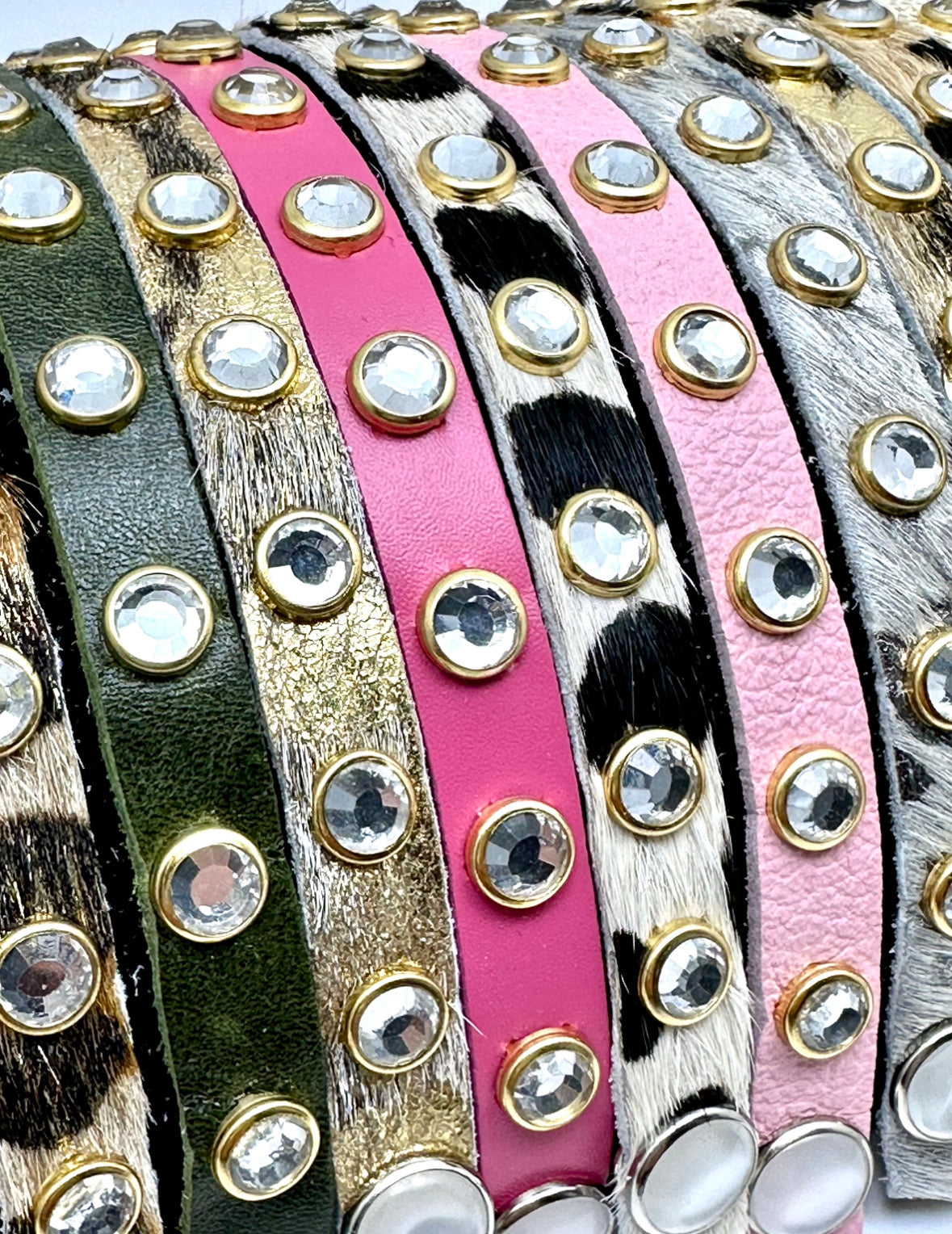 Pink 1/2” Snap Leather with Zircon Gemstone