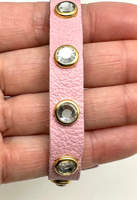 Baby Pink 1/2” Snap Leather with Zircon Gemstone