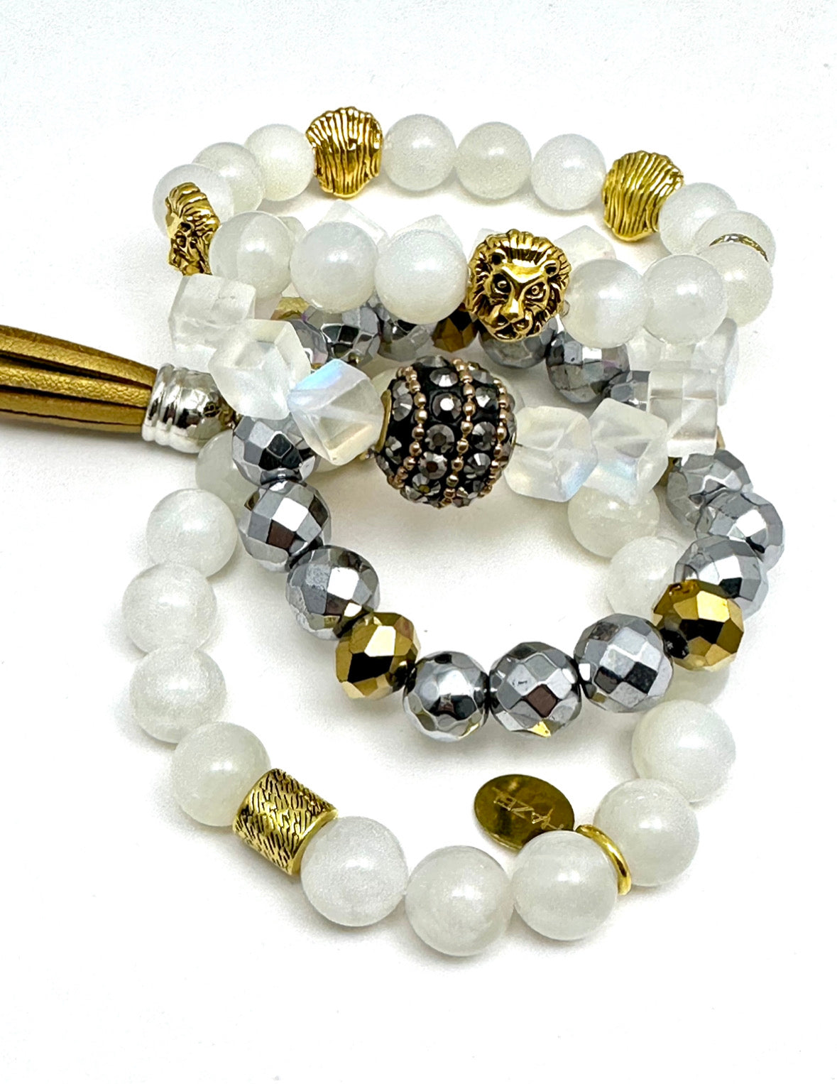 Silver and Gold Crystal Beaded Bracelet