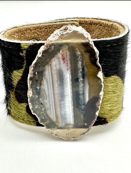 Leather Cuff with Brown Agate