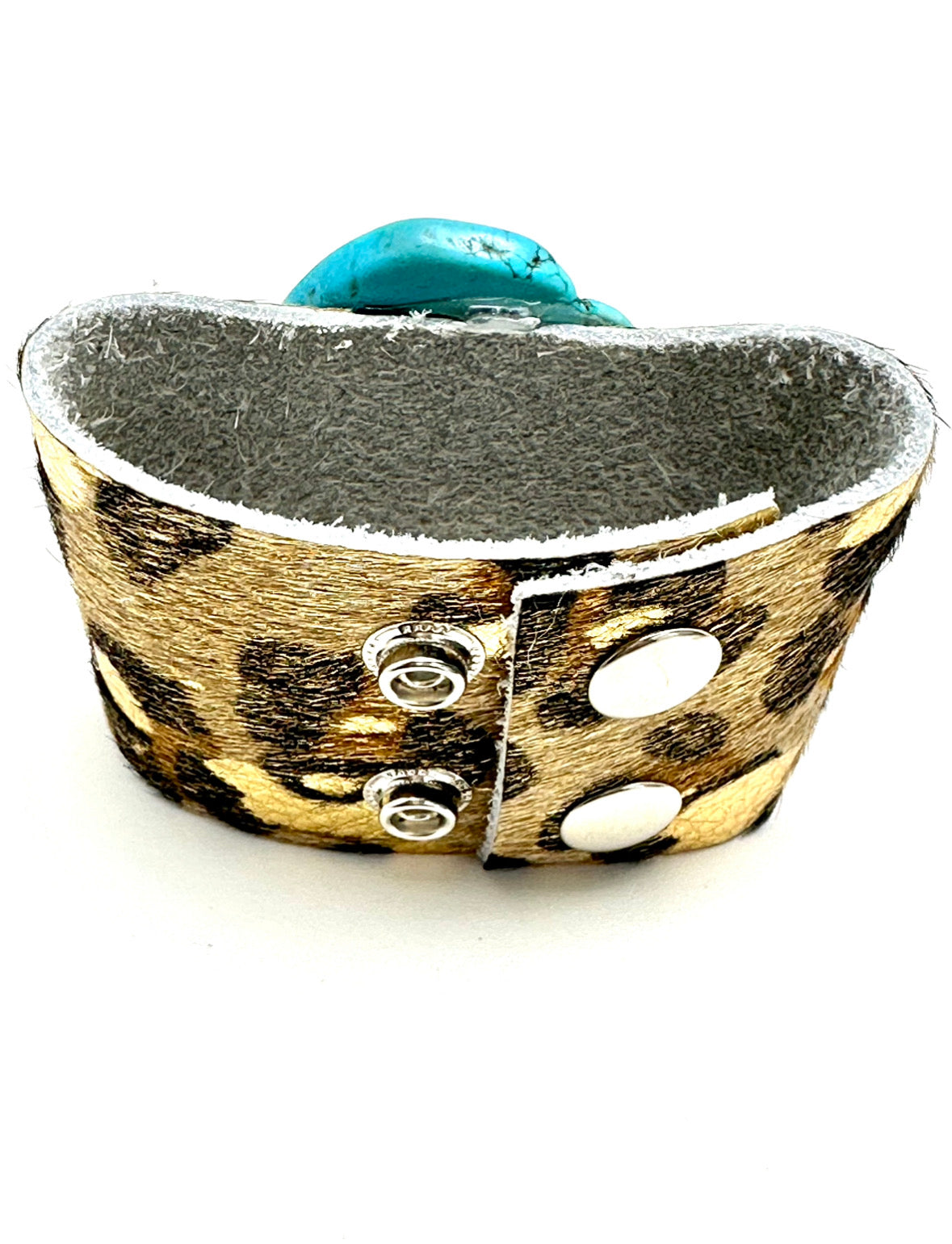 Leather Cuff with Turquoise Howlite Agate