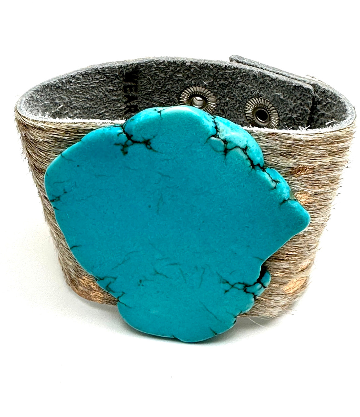 Leather Cuff with Turquoise Howlite Agate