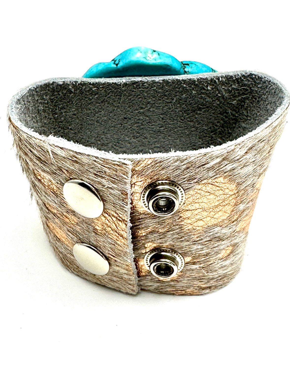 Leather Cuff with Turquoise Howlite Agate