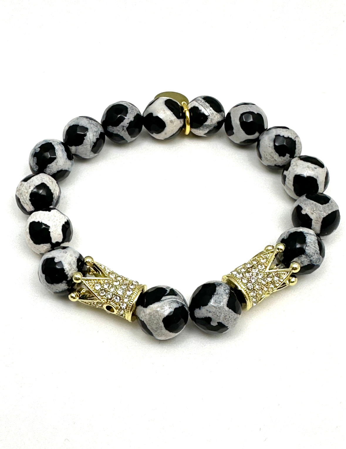 Black and White Tibetan Beaded Bracelet Stack