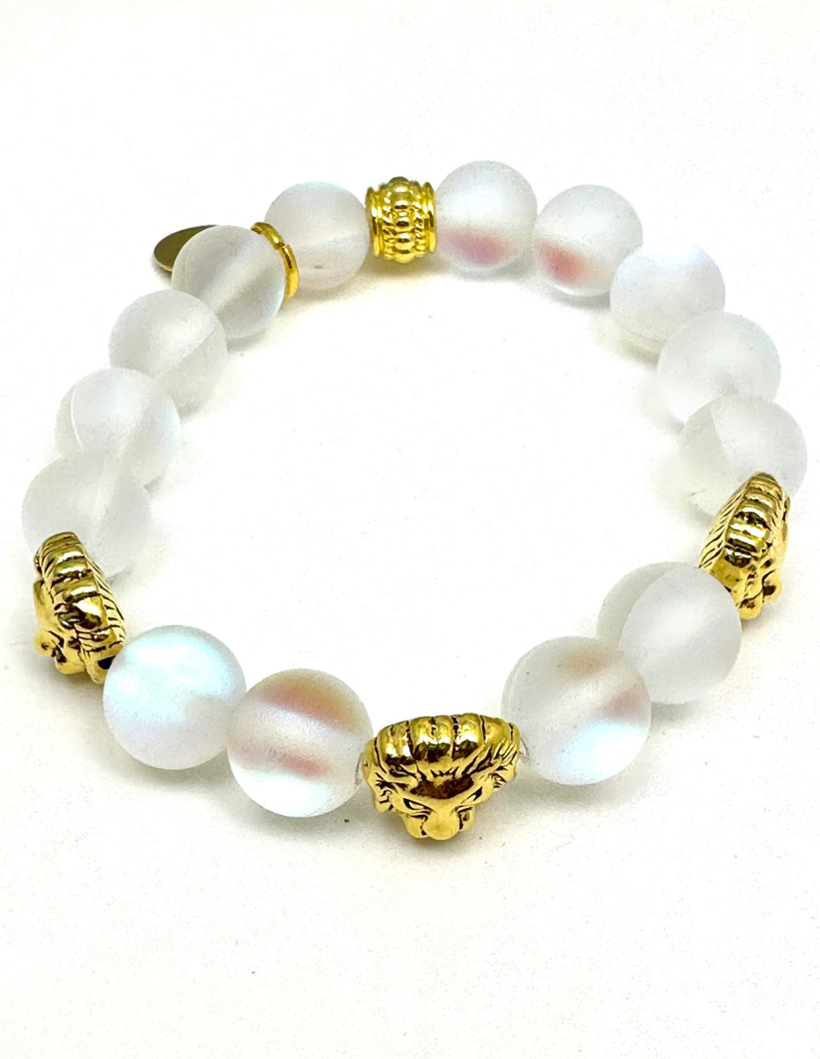 White Mermaid Beaded Bracelet Stack