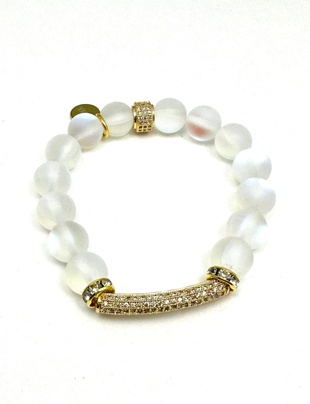 White Mermaid Beaded Bracelet Stack