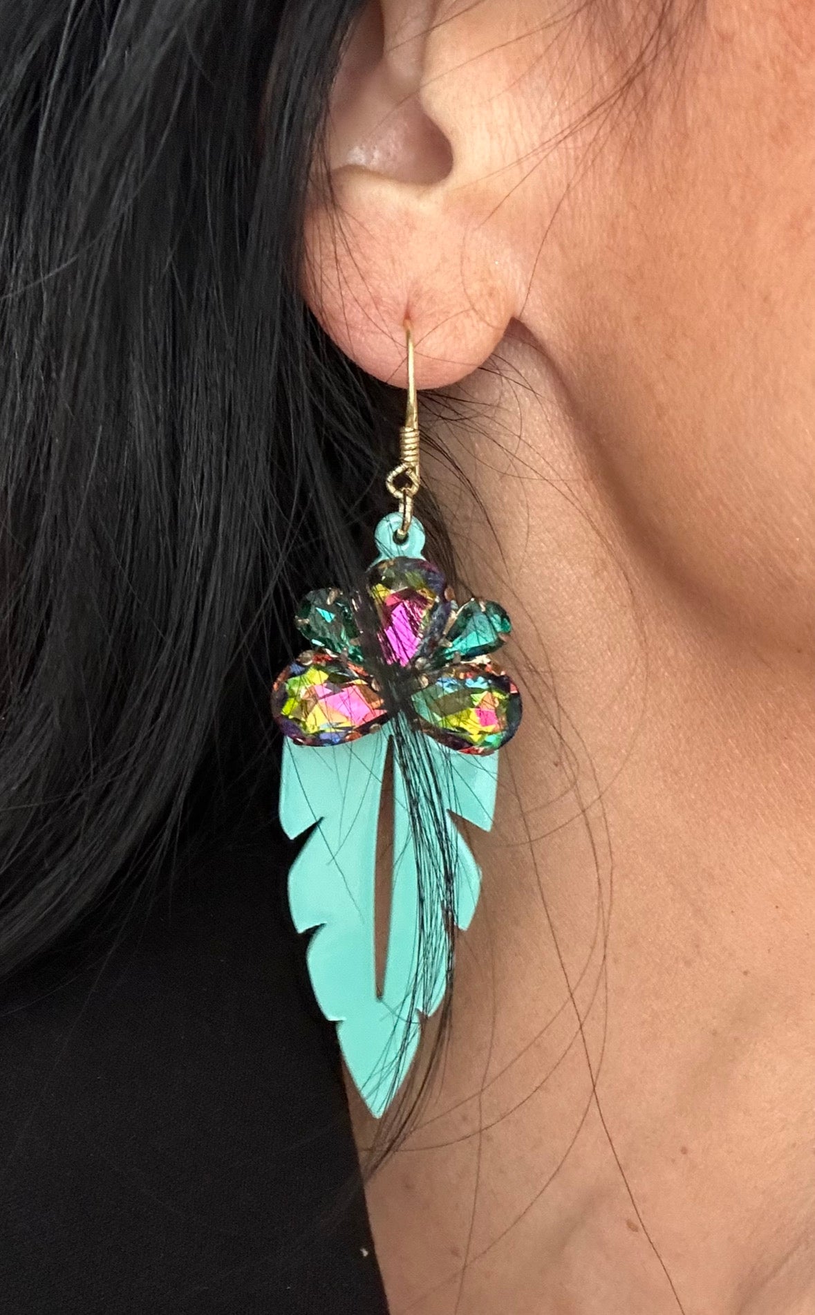 Teal Drop Gemstone Resin Acrylic Earrings