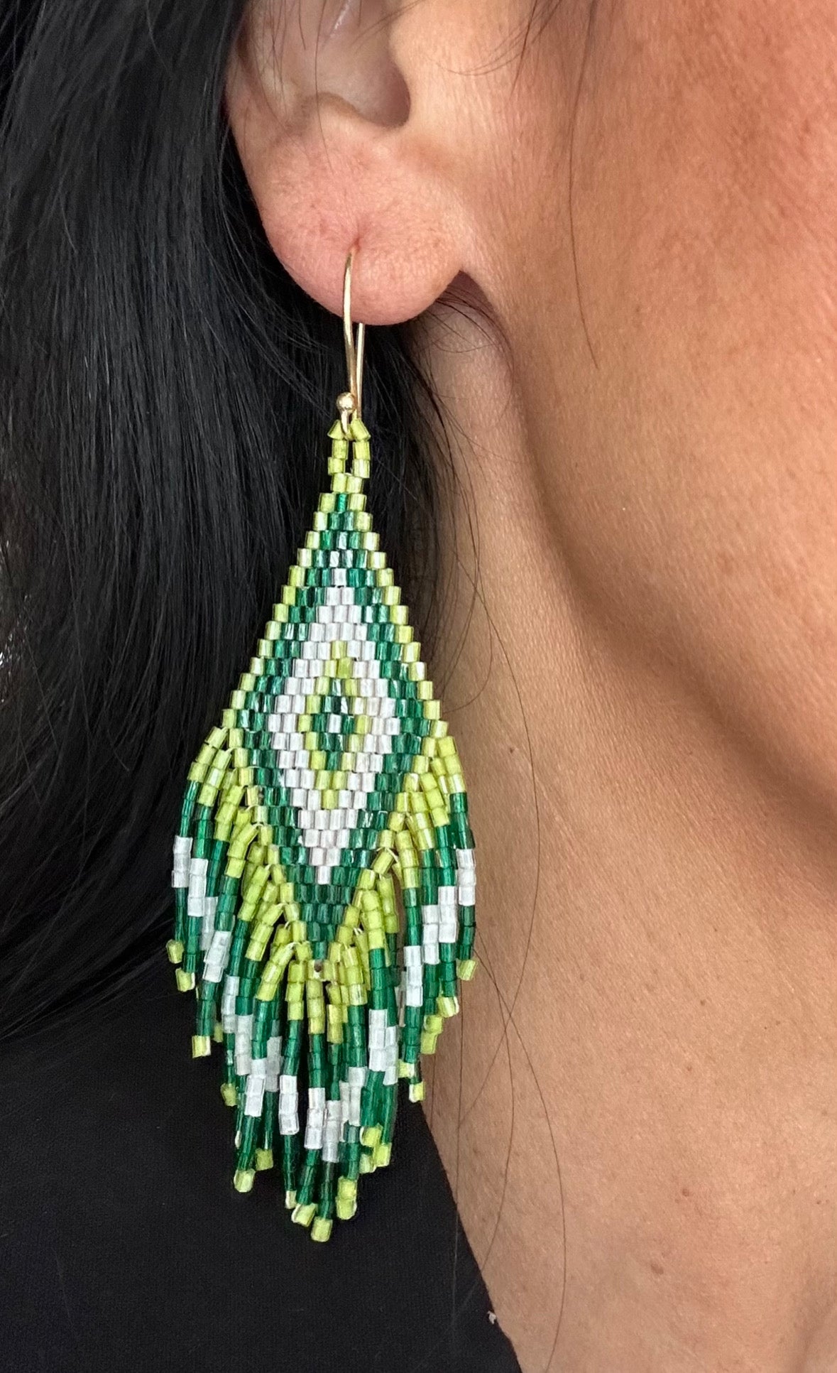 Green Beaded Earrings