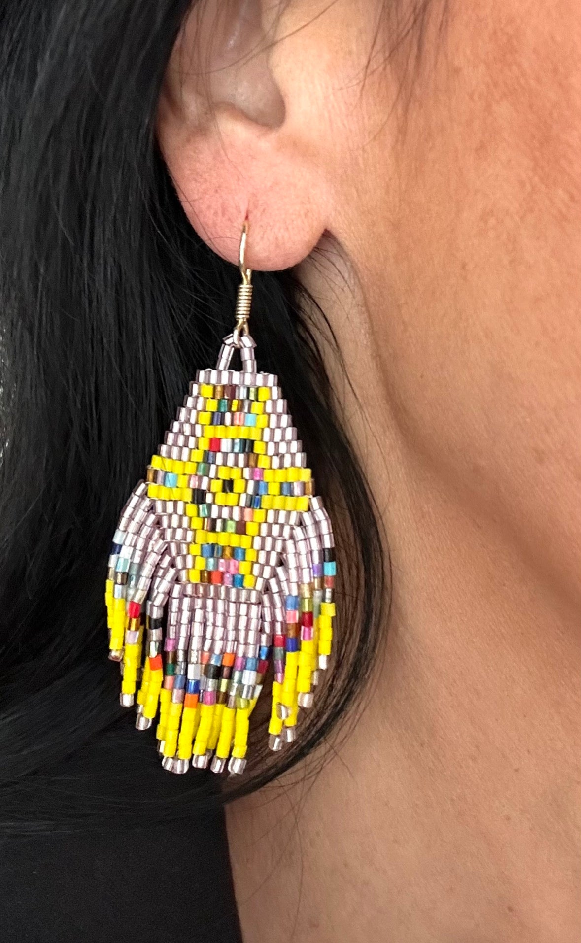 Yellow Beaded Earring