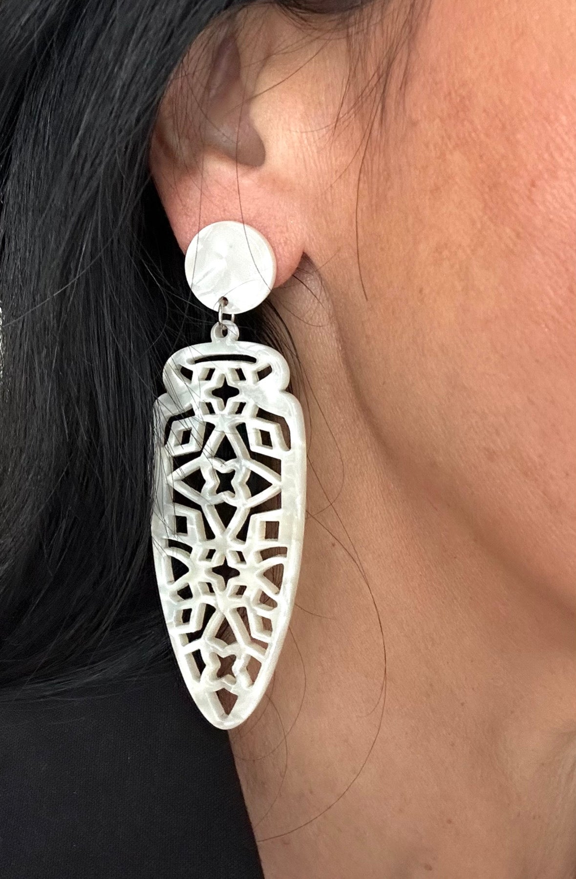 Cream Resin Acrylic Earrings