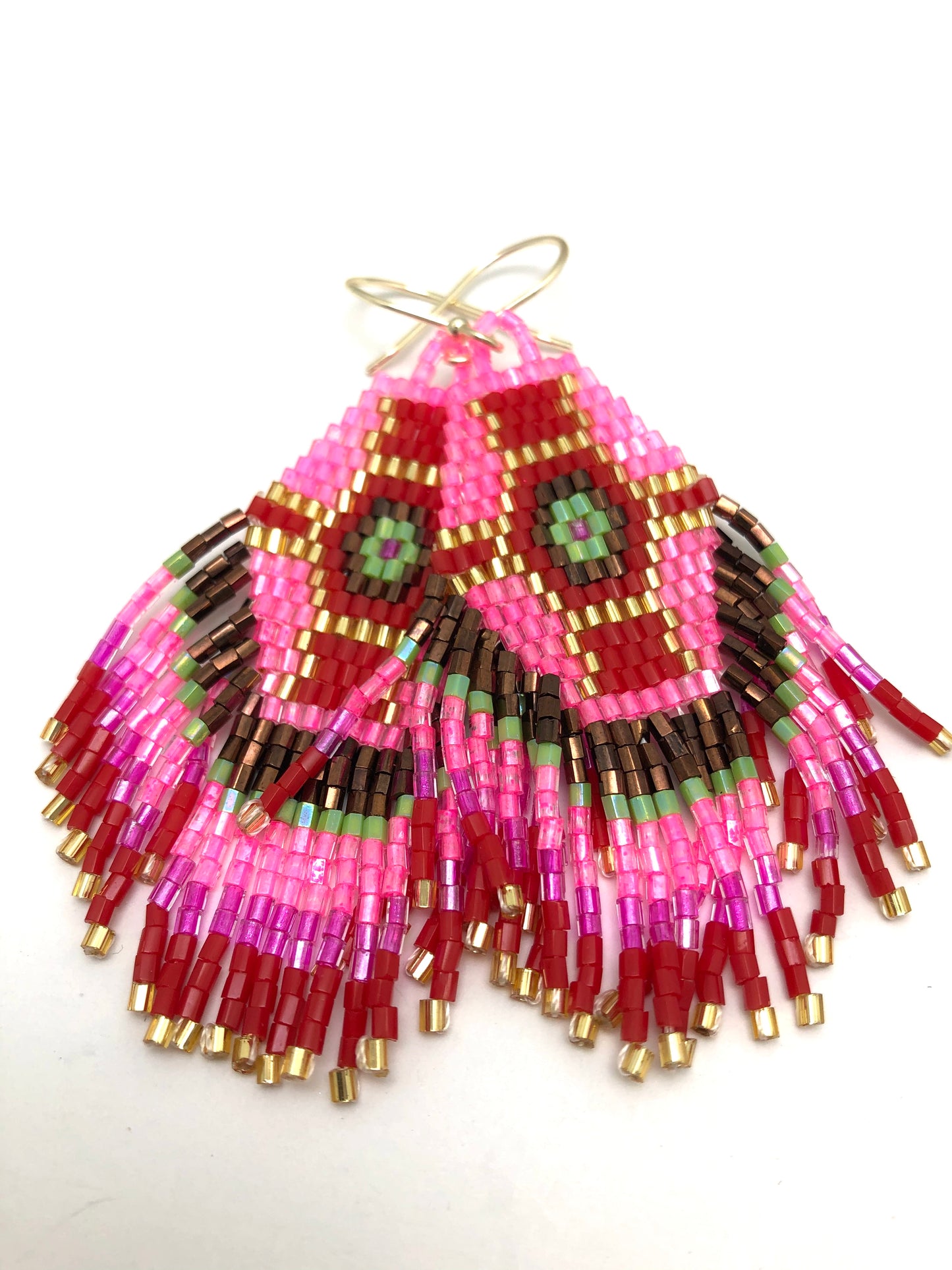 Hot Pink Beaded Earrings