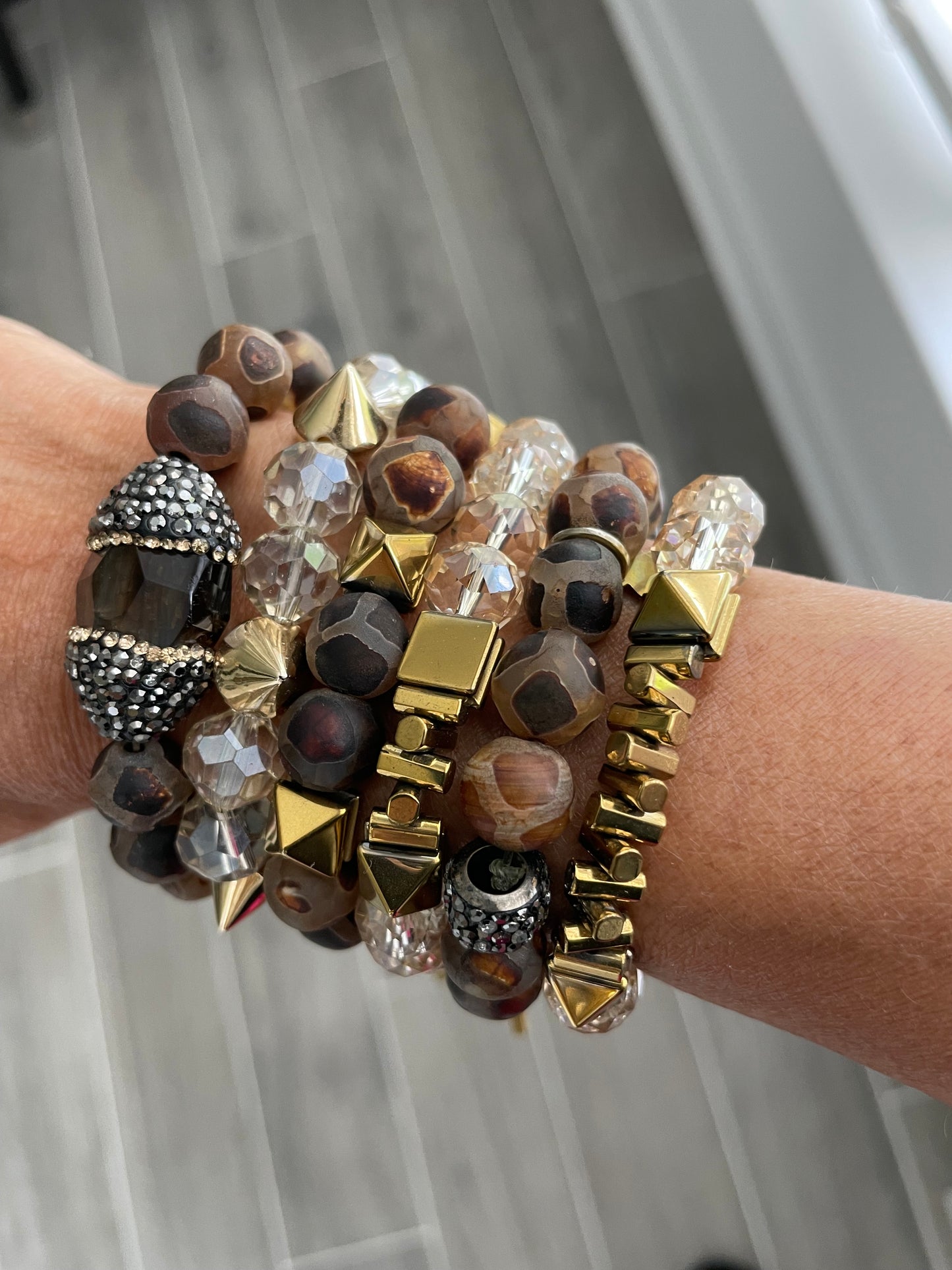 Brown Tibetan Beaded Bracelet stack